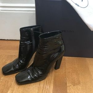 Prada Black Patent Leather Heeled Boot